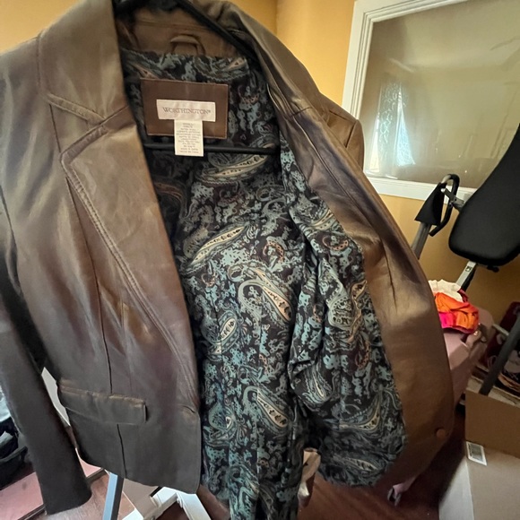 Worthington Womens leather blazer metallic bronze. Size medium - Picture 4 of 4